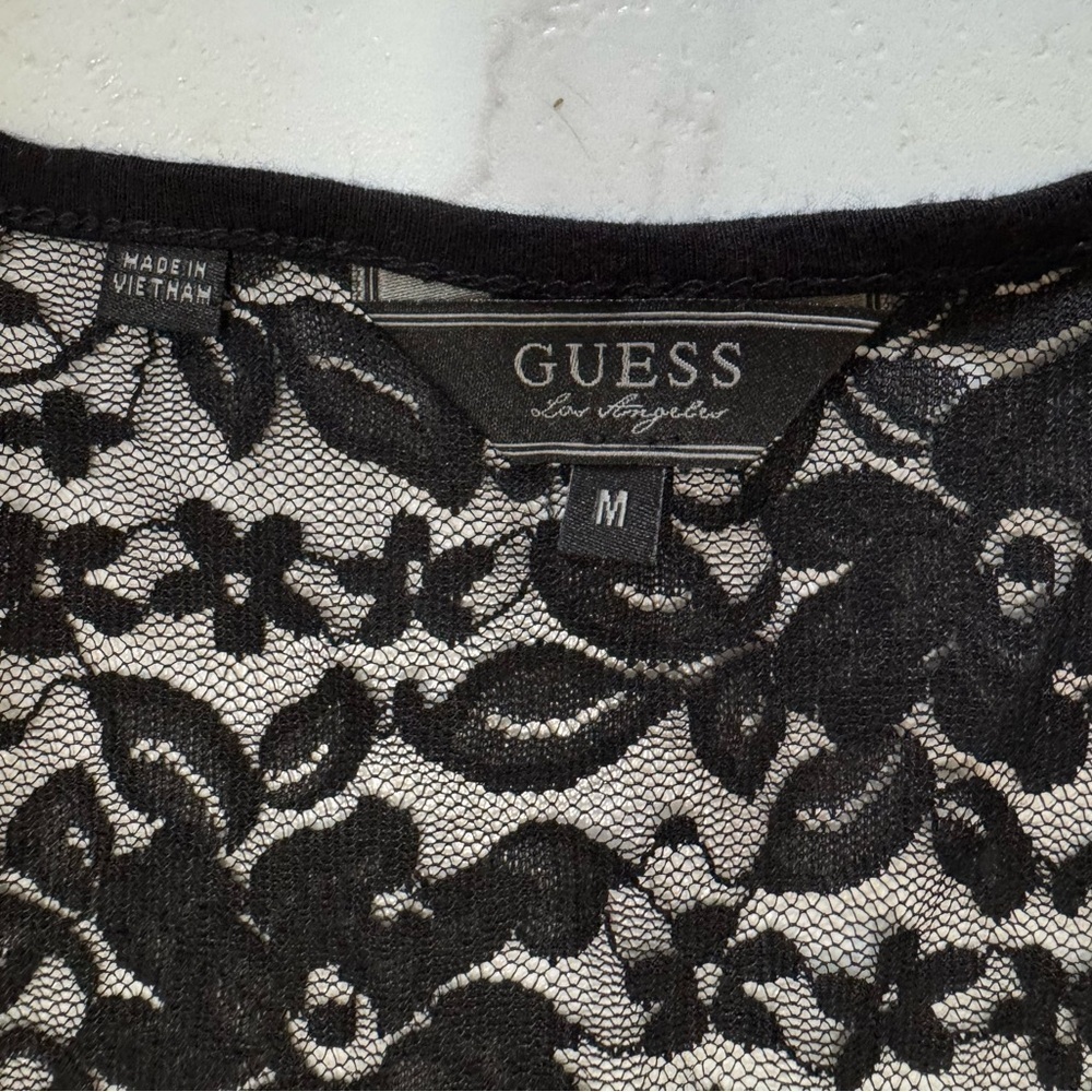 Guess Black Lace Short Sleeve Top - Picture 3 of 10
